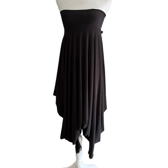 Vintage Michal Negrin Black Flowy Strapless Romper Playsuit Lagenlook Harem XS - Picture 1 of 14